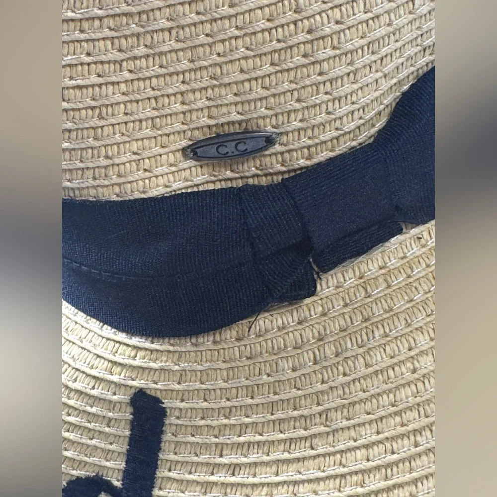 CC Exclusives Paper Floppy Sun Hat with Black Band Adjustable interior band